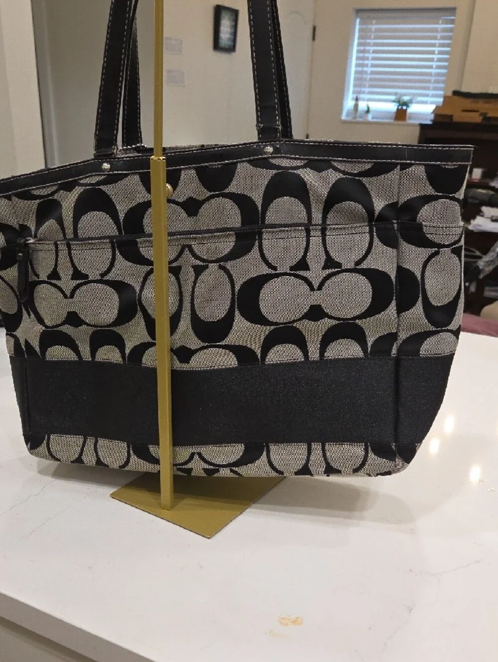 Coach Black and Gray Signature Canvas Tote